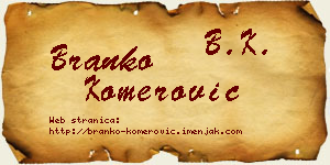 Branko Komerović vizit kartica